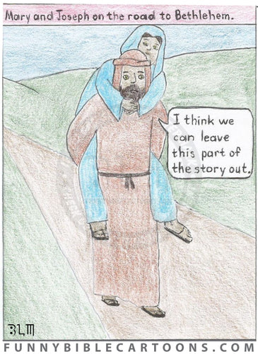 Mary And Joseph On The Road To Bethlehem Cartoon