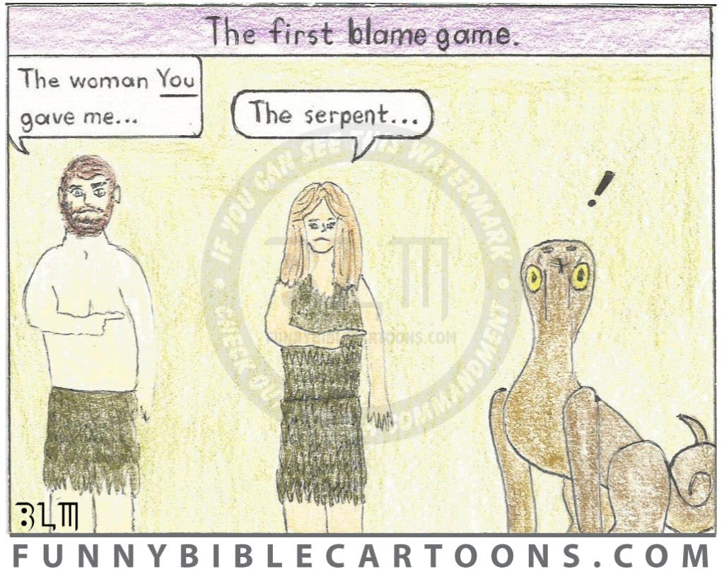 The First Blame Game – Funny Bible Cartoons